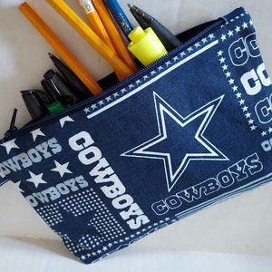 Dallas cowboys pencil case. Zippered pounch cosmetic case, organizing pounch
